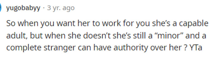 This really puts things into perspective from the 17-year-old's viewpoint and how she probably views this situation.