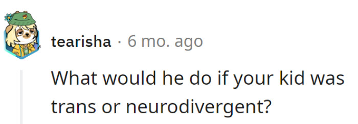 Future kid's gotta be a chameleon because, apparently, Dad's only fluent in the language of 