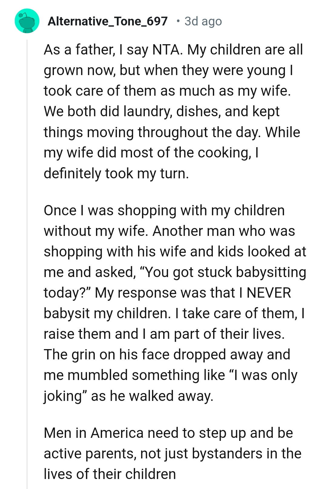 From a Redditor Who Does His Job as a Father