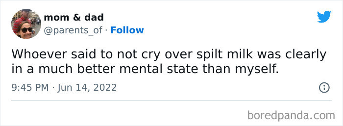 They obviously didn't have milk because spilling breast milk is a huge problem and should be taken seriously.