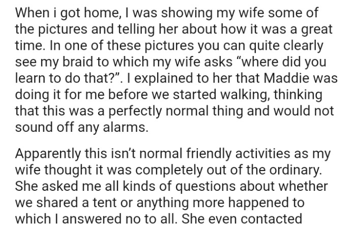 The OP thought this was a perfectly normal thing and would not sound off any alarms