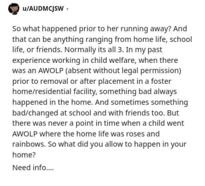 The parent is accused of neglecting potential trauma