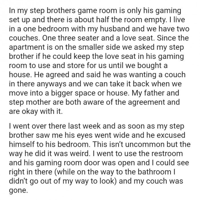 He said they can take it back when they move into a bigger space or house