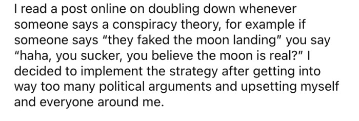 The OP says he's been looking for ways to redirect these conversations with his dad.