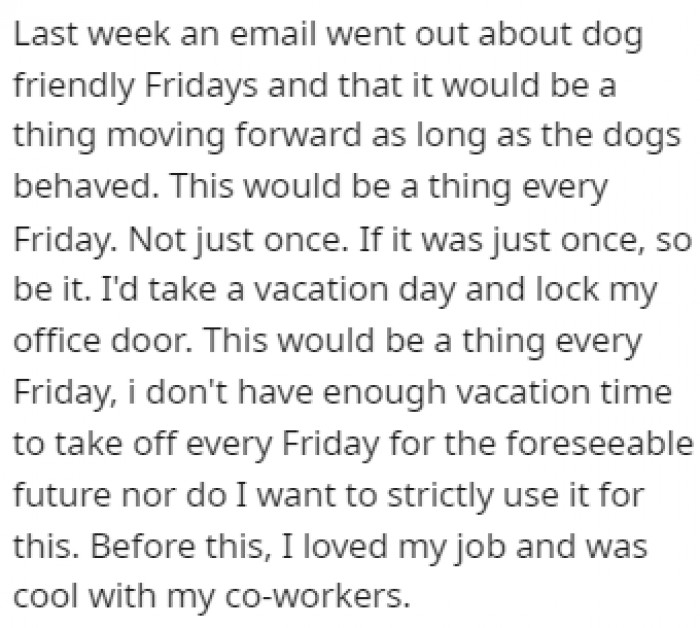After receiving an email about dog-friendly Fridays being a thing every week going forward, OP had to do something