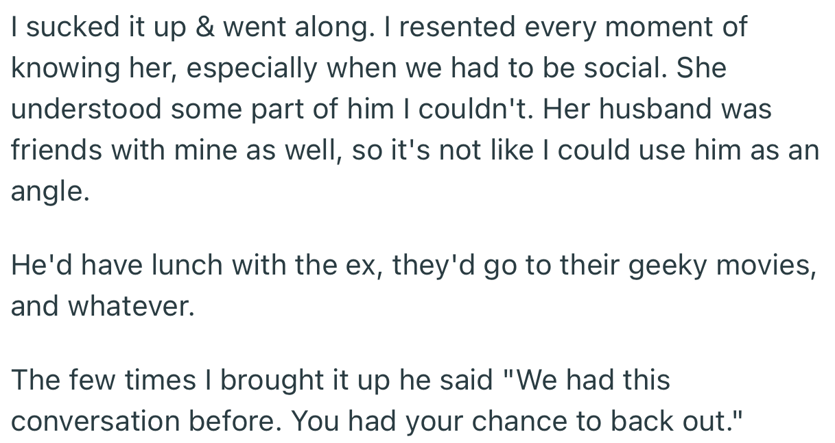 Even After They Got Married, the Husband Was Still Spending Quality Time with His Ex, Much to OP’s Disgust