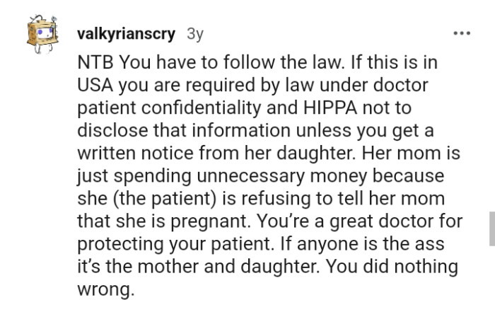 The patient is refusing to confide in the mom and she's spending unnecessarily