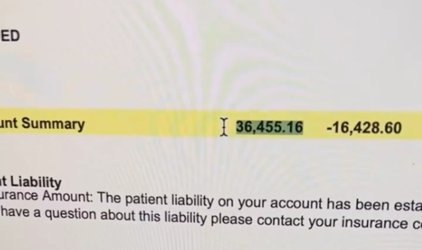 Luckily, insurance covered most of the bill.