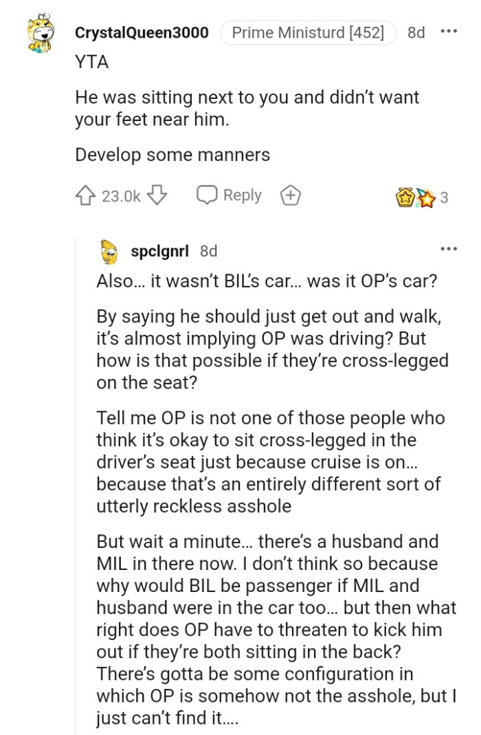 This Redditor is telling the OP to develop some manners