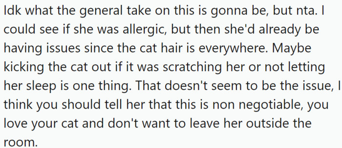 According to this Redditor, OP should tell her that this is non-negotiable.