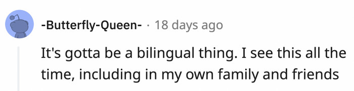 Is speaking about a person in another language a common thing for bilingual folks?