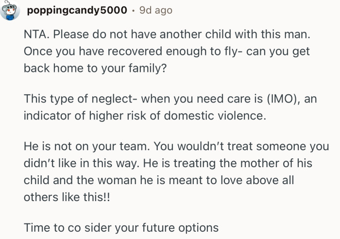 “NTA. He is treating the mother of his child and the woman he is meant to love above all others like this!!“