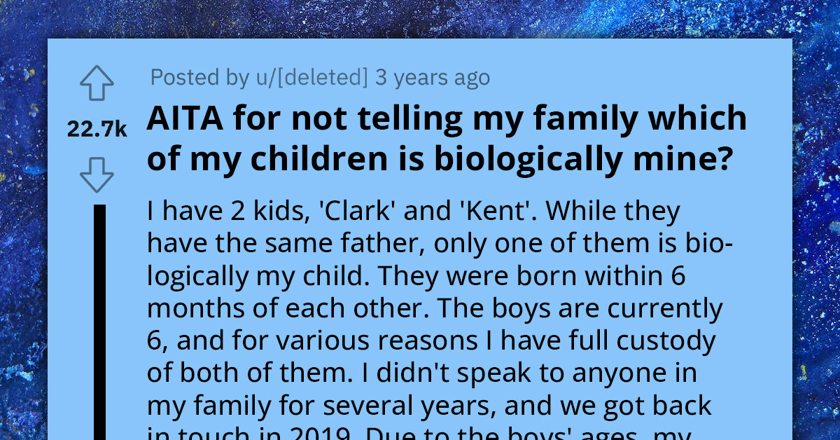 Mother Of Two Sons Faces Pressure From Family To Disclose Which Son Is Her Biological Child