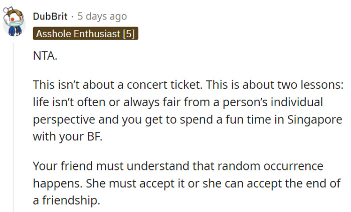 This isn't solely about a concert ticket; it's about the serendipity of life's ups and downs.