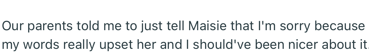 OP's parents asked her to apologize to her sister for calling the baby name “stupid”