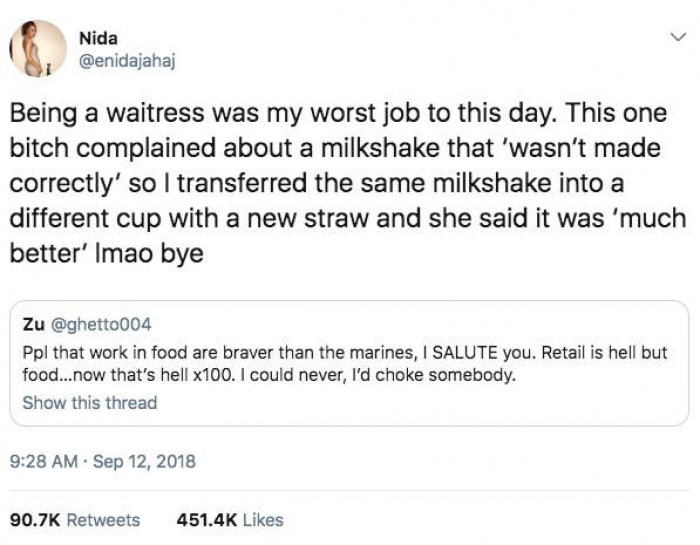 Nida, a former server, shared a story a couple of minutes later that perfectly illustrated his point—and it went viral: