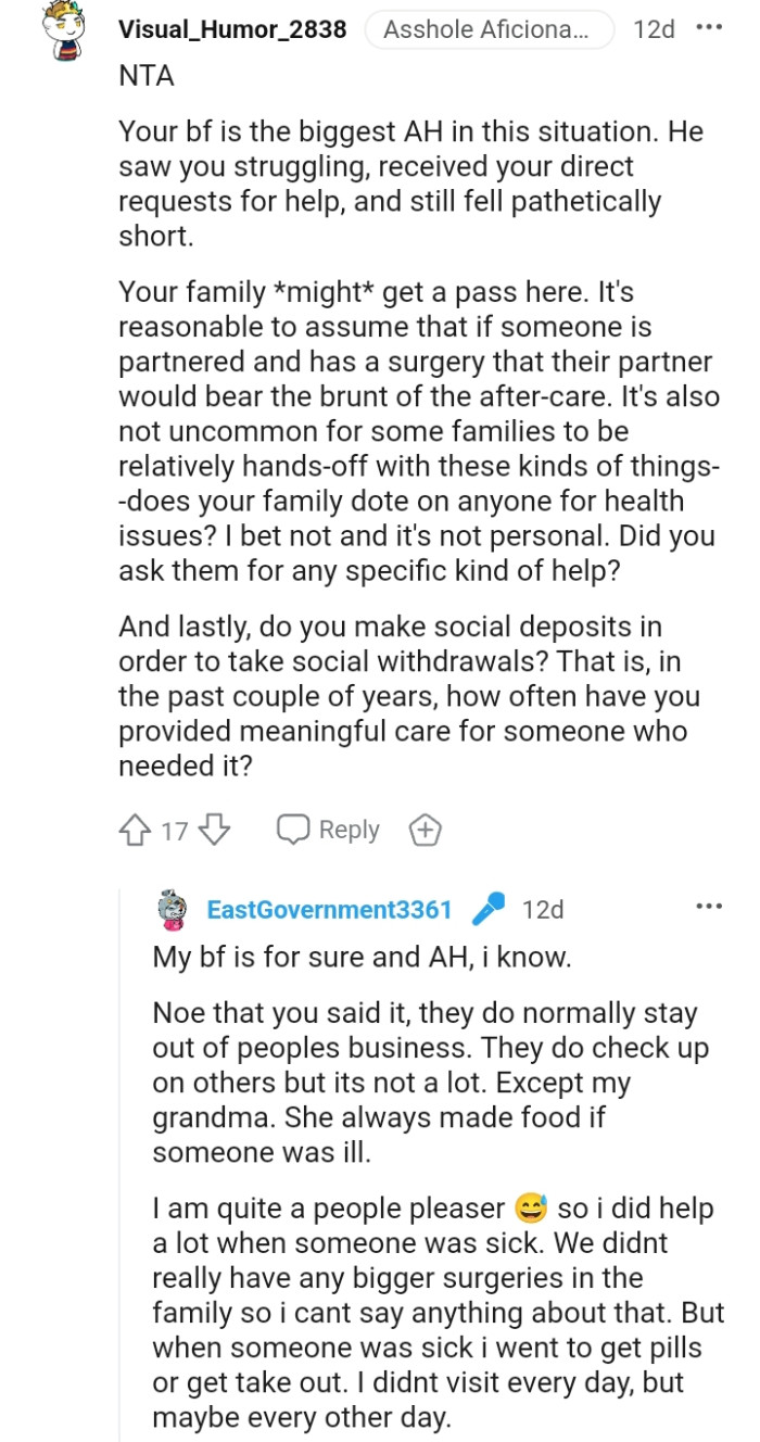 Did you ask them for any specific type of help?