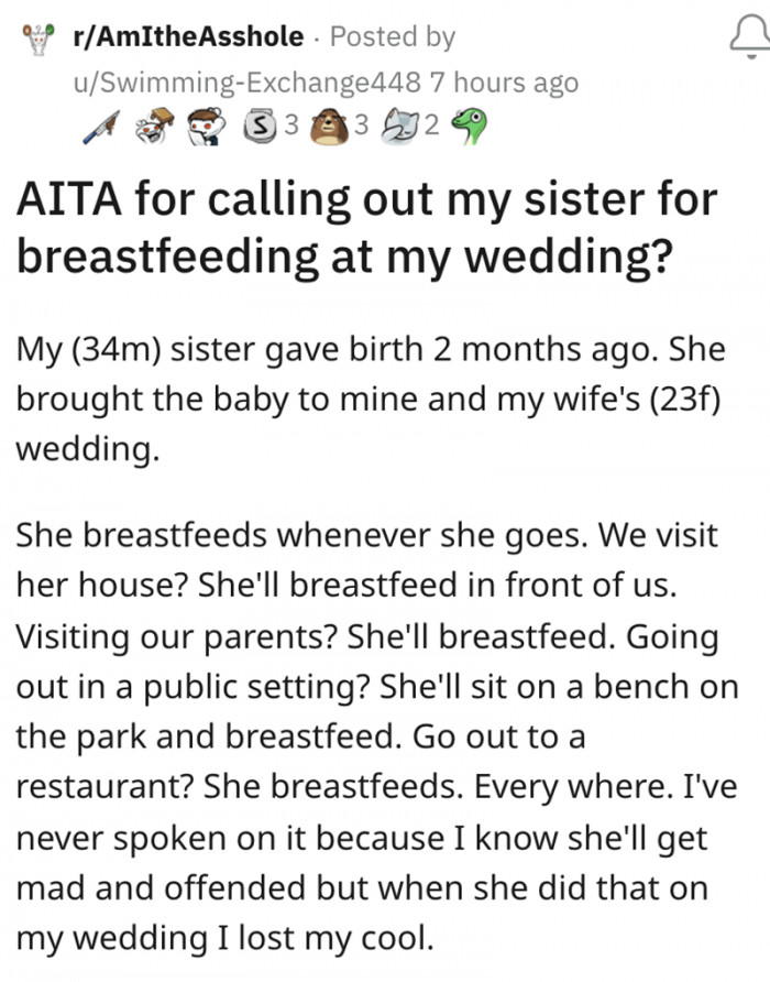 My Sister Breastfeeds Wherever She Goes