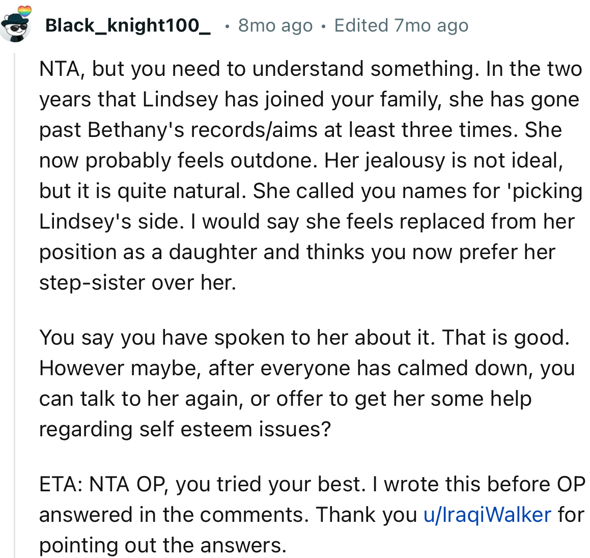 “I Would Say She Feels Replaced from Her Position as a Daughter and Thinks You Now Prefer Her Stepsister Over Her.”