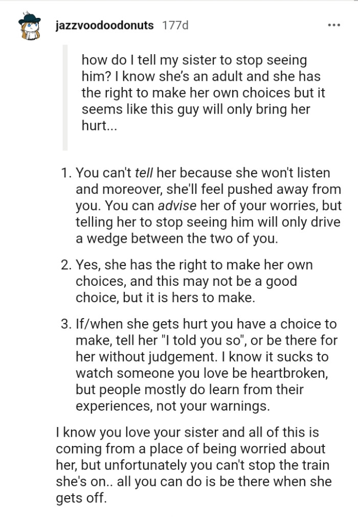 She has the right to make her own choices