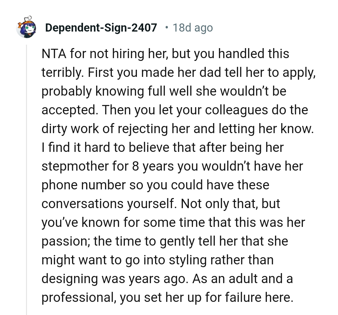 The OP handled it terribly