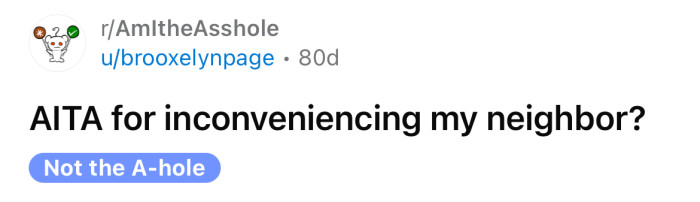 The OP asked if she's an a**hole for 