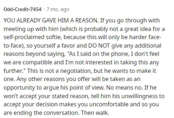 Meeting up shouldn't be necessary, but we kind of understand her wanting to give him more closure here.