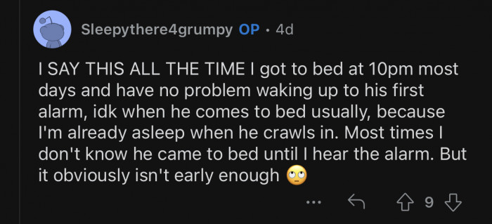 OP's boyfriend stays up late and doesn't get enough sleep.