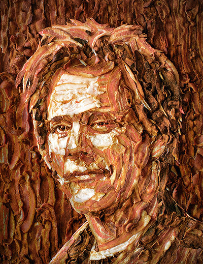 13. A Portrait of Kevin Bacon Made Entirely out of Bacon: Now That’s What You Call a Sizzling Homage