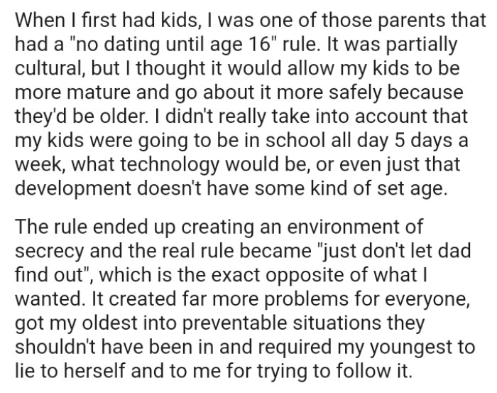 The rule ended up creating an environment of secrecy and the real rule became 