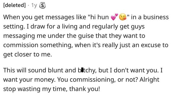 She can clearly see through these guys.