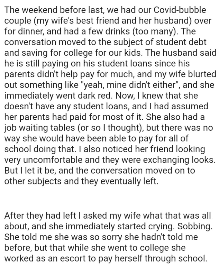OP noticed her friend looking very uncomfortable, and they were exchanging looks