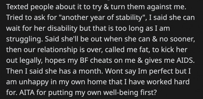 It further made OP want to get her out of her home, but it’s proving to be more difficult to do