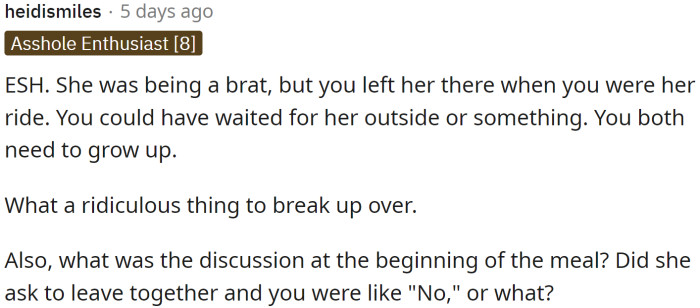 GF was being a brat, but OP left her there when he was her ride.