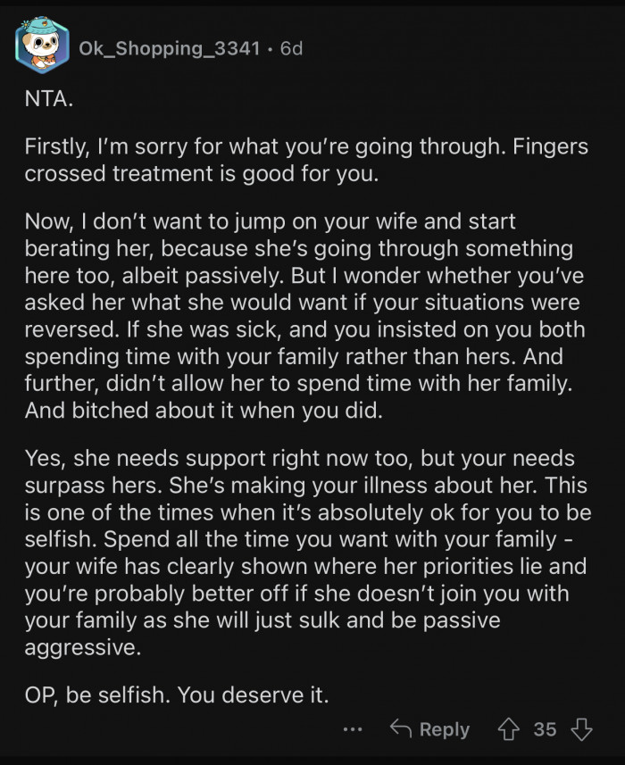 The wife's support and needs shouldn't surpass OP's.