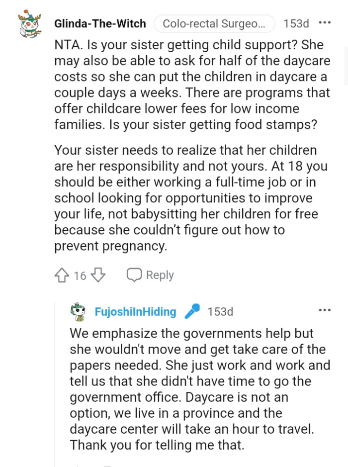 OP's sister needs to realize