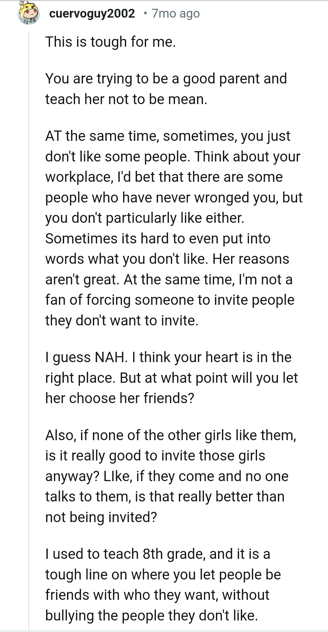 This is tough for this Redditor