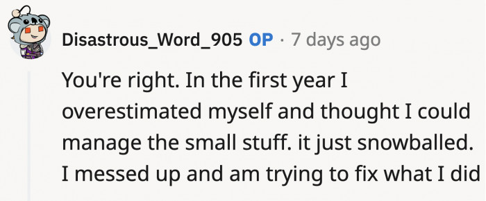 OP dismissed their fundamental differences, thinking he could live with them.