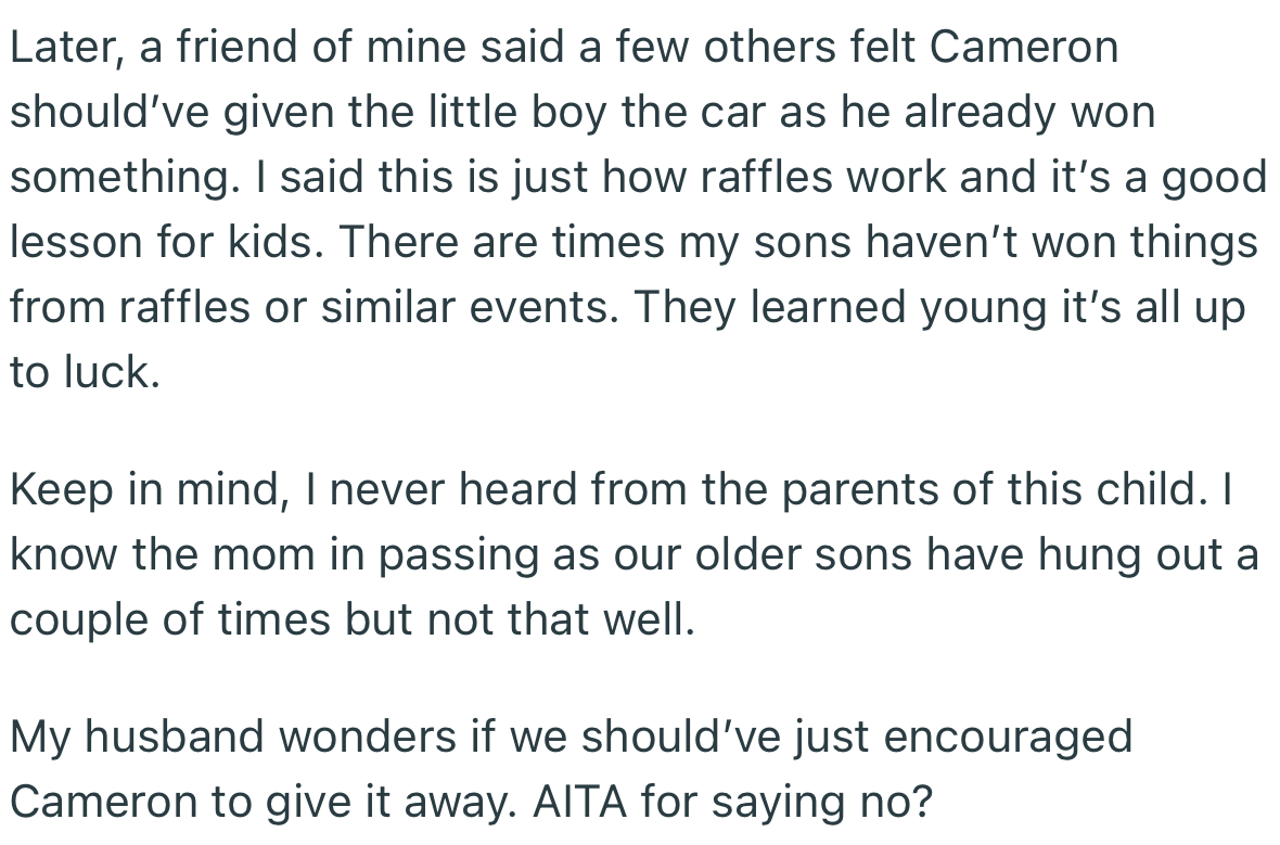 OP is of the opinion that kids should learn that sometimes they will win and sometimes they will lose