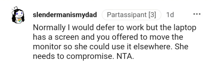 She needs to compromise too