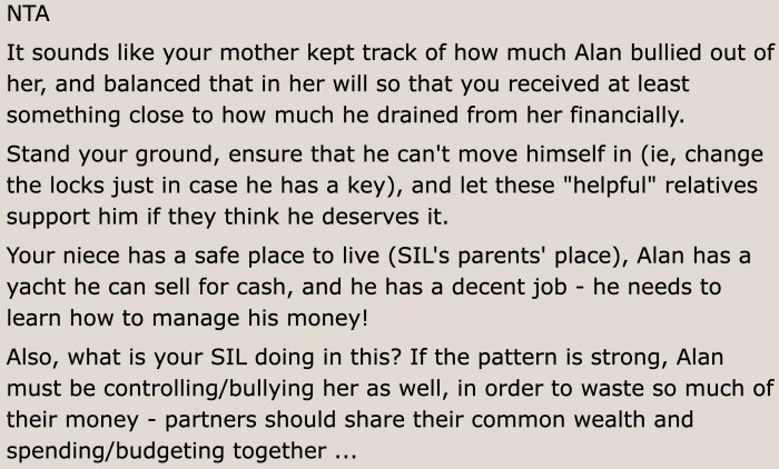 The mother probably saw things coming. That's why she gave most of her inheritance to her younger son.