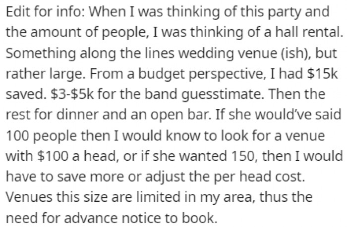 OP explained the reason why the guest list was so crucial for his plans
