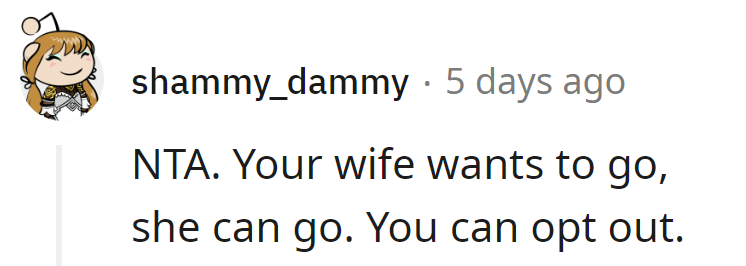 If wife's set on the in-law tour, tell her 'bon voyage.' Opting out for some drama-free solo time.