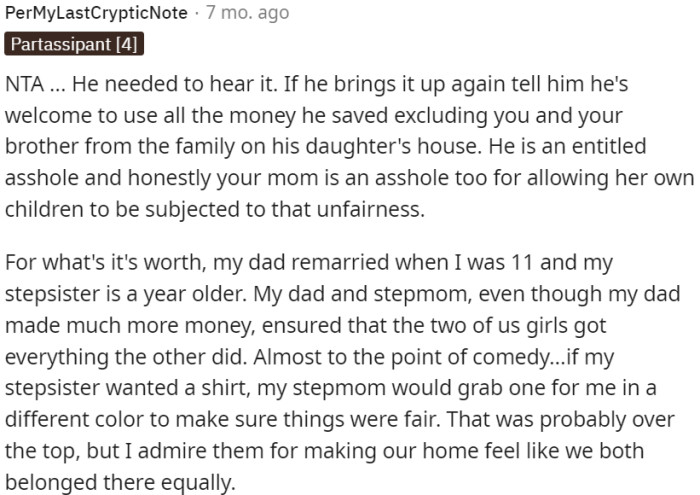 Stepfather's behavior is unfair