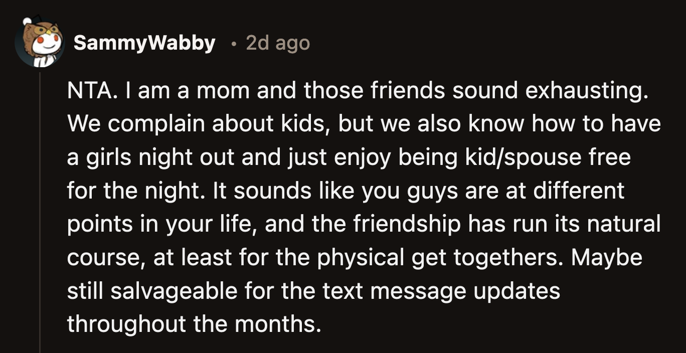 If their friendship is something they want to keep, then all 8 should make an effort to show up for each other.