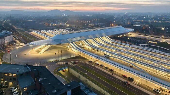 "Gare De Mons Station By Santiago Calatrava In Mons, Belgium"