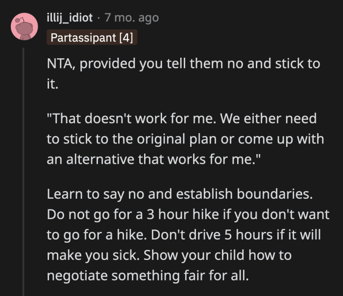 OP needs to model good behavior for her daughter. She needs to show her that there is nothing wrong with establishing boundaries to protect yourself even from your own family.