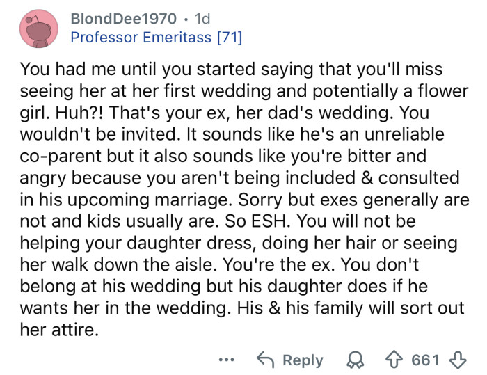 “You don’t belong at his wedding, but his daughter does.”
