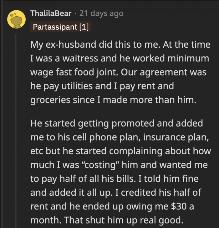 Someone who had a similar experience found a way to get her partner to see the point