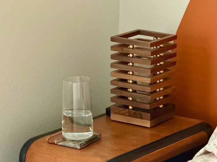 "Follow Up: I’m The Person Who Asked About Gluing Brass Balls To Wood. Here Is My Completed Lamp!"